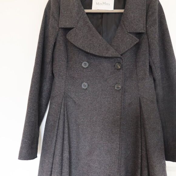 MAXMARA wool peacoat long grey alpaca mohair double breast 6 luxury old money - Picture 3 of 15